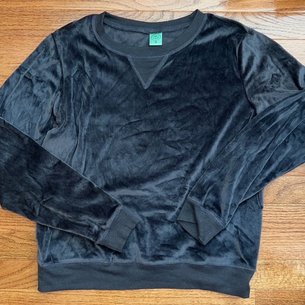 Honeydew Intimates Dark Purple Velour Like Crewneck Sweater Women’s Size Medium